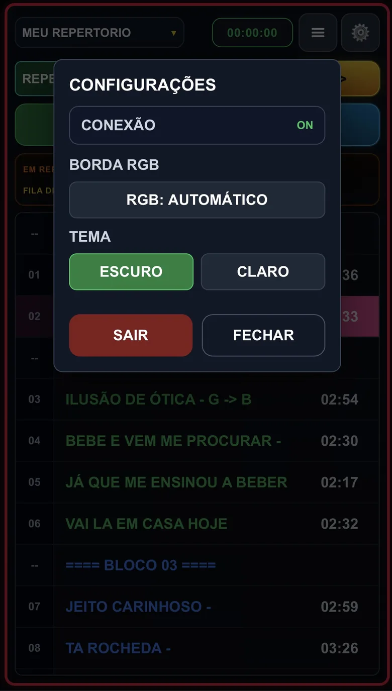 Tela de configurações do aplicativo VS Hook